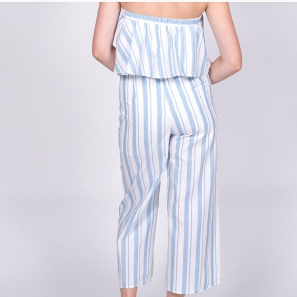 Blue Striped Pants and Crop Top Set - Picture 3 of 4